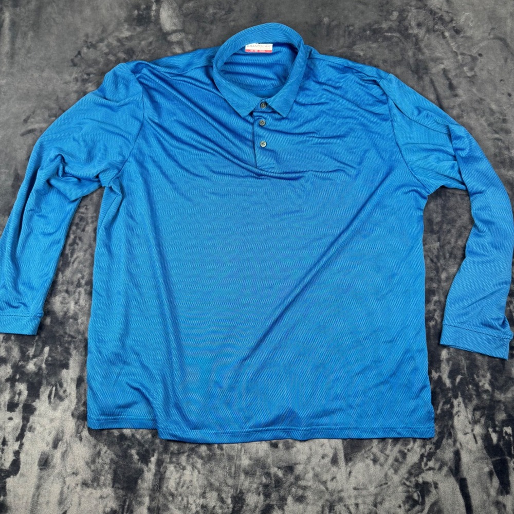 Grand Slam Polo Shirt Mens XXL Blue Long Sleeve Performance Mesh 3766